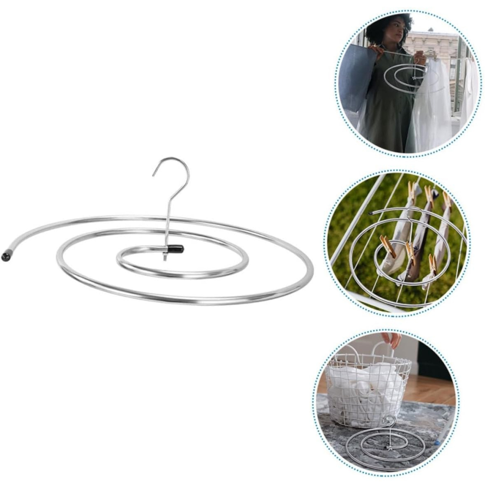 Uscator de Rufe Spiralat, Flippy, din Otel Inoxidabil de 10 mm, Detasabil, 40 x 43 x 18 cm, Argintiu [2]