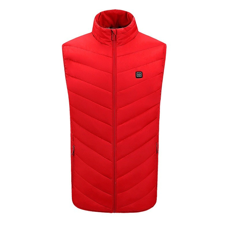 Vesta cu Incalzire, Unisex, 2 Zone de Incalzire, Umplutura Bumbac, 3 Trepte de Temperatura, Incarcare USB, Rosu, 45 - 50 kg, Marime M [5]