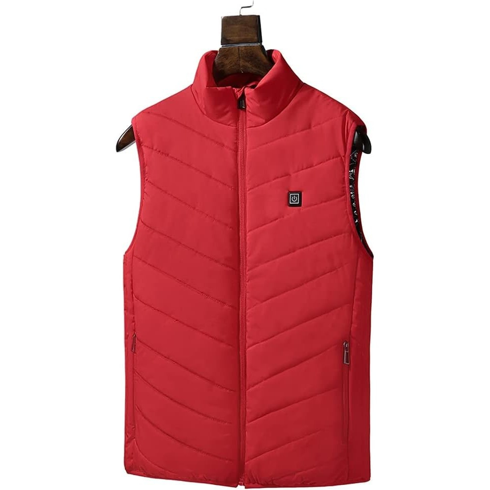 Vesta cu Incalzire, Unisex, 2 Zone de Incalzire, Umplutura Bumbac, 3 Trepte de Temperatura, Incarcare USB, Rosu, 74 - 84 kg, Marime XXXL [4]
