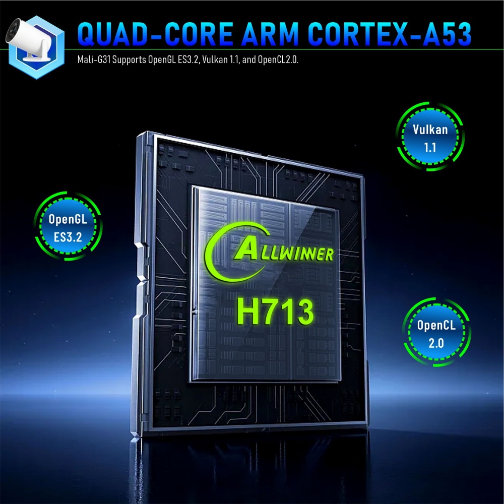 Video Proiector Portabil cilindric HY300PRO+, Inteligent, ULTRA HD 1920 x 1080, Wireless, Compatibil cu Android/iOS, 13 x 11 x 9 cm, Alb [8]