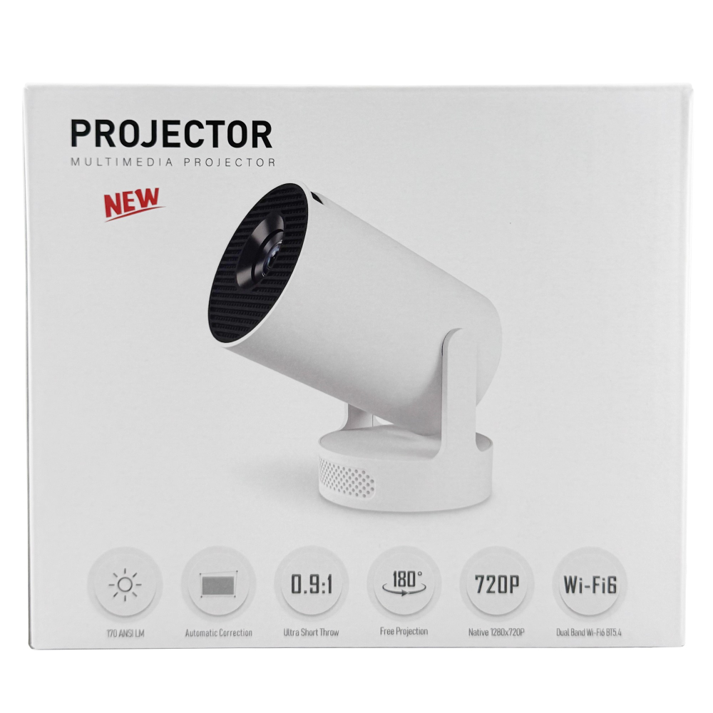 Video Proiector Portabil cilindric HY300ULTRA, Inteligent, ULTRA HD 4K 1920 x 1080, Wireless, Compatibil cu Android/iOS, DC, 17 x 11 x 9.5 cm, Alb [9]
