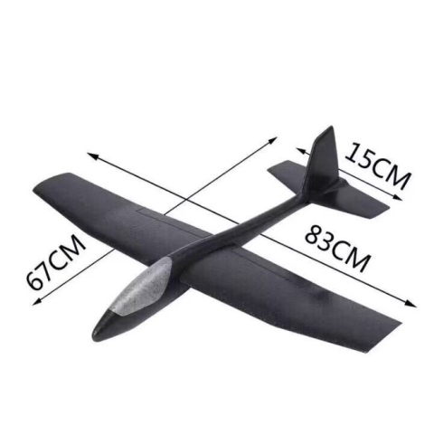 Avion Zburator, Tip Planor, 83 cm Lungime, +3 Ani, din Polistiren, Aruncare 10 - 30 m, Negru [4]