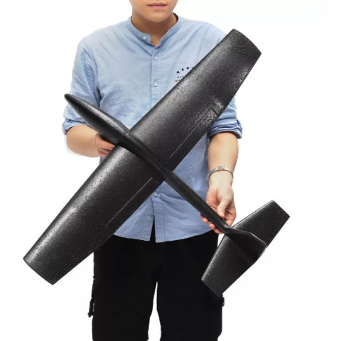 Avion Zburator, Tip Planor, 83 cm Lungime, +3 Ani, din Polistiren, Aruncare 10 - 30 m, Negru [3]