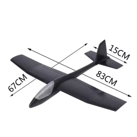 Avion Zburator, Tip Planor, 83 cm Lungime, +3 Ani, din Polistiren, Aruncare 10 - 30 m, Negru [2]