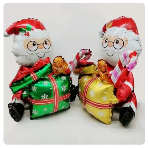 Balon Mos Craciun cu Cadou, din Folie de Aluminiu, 102x83cm, Multicolor [1]