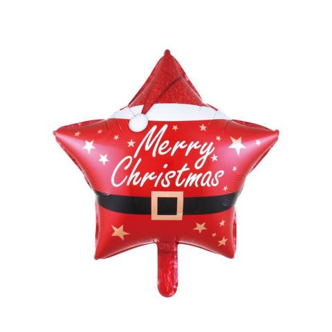 Baloane Folie - Balon Stea din Folie de Aluminiu, Tema Craciun Merry Christmas, 45 x 45 cm, Rosu