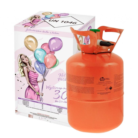 Accesorii Petrecere - Butelie Heliu de Unica Folosinta, Butelie pentru 30 Baloane Latex, ideala pentru Petreceri si Evenimente, 0.20 m3, 24 x 24 x 42 cm, Rosu