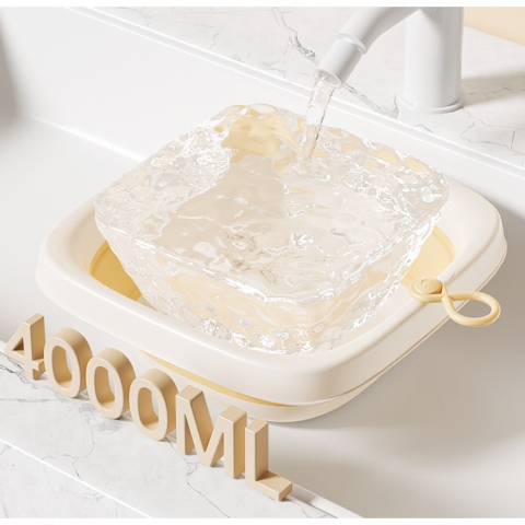 Cada Pliabila pentru Baie pentru Copii, Cadita pentru Bebelusi, Model Patrat pentru Fata, Galben, 32x27.5x3.7 cm, 4 L [4]