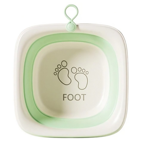 Articole pentru baie - Cada Pliabila pentru Baie pentru Copii, Cadita pentru Bebelusi, Model Patrat pentru Picioare, Verde, 32x27.5x3.7 cm, 4 L