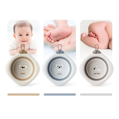 Cada Pliabila pentru Baie pentru Copii, Cadita pentru Bebelusi, Model Romb pentru Fata Koala, Maro, 30x30x3.5 cm, 4L [6]