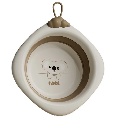 Articole pentru baie - Cada Pliabila pentru Baie pentru Copii, Cadita pentru Bebelusi, Model Romb pentru Fata Koala, Maro, 30x30x3.5 cm, 4L