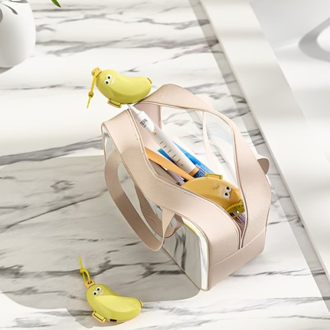 Capac Protector pentru Periuta de Dinti, Flippy, cu Recipient Pasta de Dinti, Portabil, cu Agatatoare, din Plastic 8.7 x 3 cm, Verde/Galben [1]