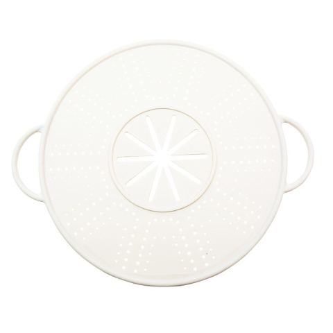 Ustensile pentru Bucătărie - Capac Sita pentru Tigaie, Flippy, 28 inch, Capac din Silicon pentru Scuregere, Rezistent la Remperaturi ridicate, Anti-Stropire, Deflector de Ulei, Alb