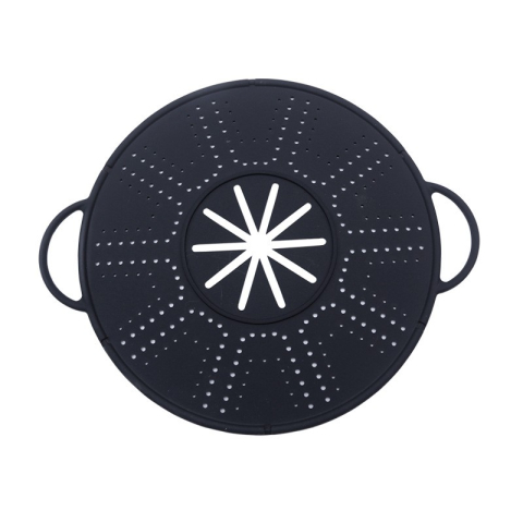 Ustensile pentru Bucătărie - Capac Sita pentru Tigaie, Flippy, 28 inch, Capac din Silicon pentru Scuregere, Rezistent la Remperaturi ridicate, Anti-Stropire, Deflector de Ulei, Negru