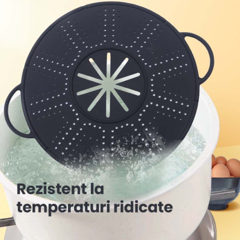 Capac Sita pentru Tigaie, Flippy, 28 inch, Capac din Silicon pentru Scuregere, Rezistent la Remperaturi ridicate, Anti-Stropire, Deflector de Ulei, Negru [4]