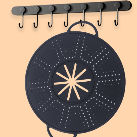 Capac Sita pentru Tigaie, Flippy, 28 inch, Capac din Silicon pentru Scuregere, Rezistent la Remperaturi ridicate, Anti-Stropire, Deflector de Ulei, Negru [5]