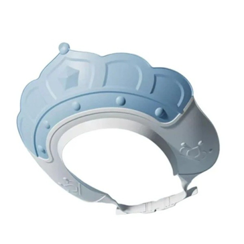 Articole pentru baie - Casca de Dus, Previne Scurgerea Apei si Samponului pe Fata, 0-12 Ani, Ajustabila, din TPE+PP, 20 x 23 cm, Model Coroana, Albastru