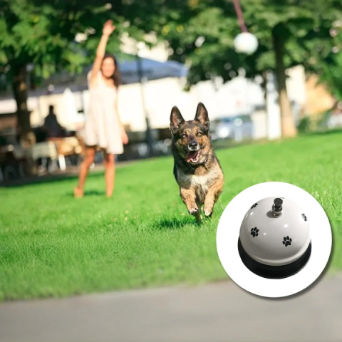 Clopotel Metalic Multifunctional, Alb cu Imprimeu Labuta Neagra, 7.5x7.5x6.5 cm, Dresaj, Receptie, Restaurante [1]