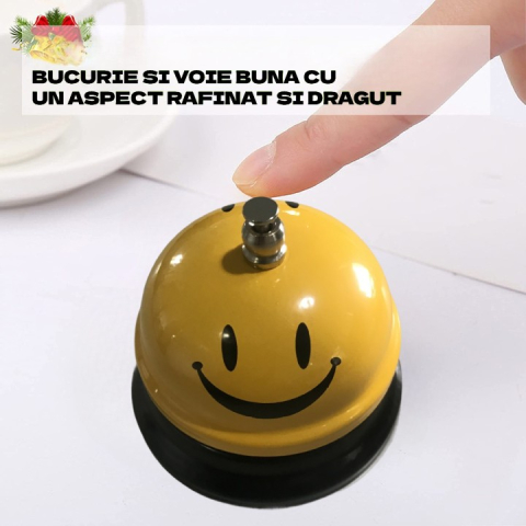 Clopotel Metalic Multifunctional, Galben cu Imprimeu Smiley Face, 7.5x7.5x6.5 cm, Receptie, Restaurant, Cafenele [2]