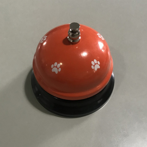 Clopotel Metalic Multifunctional, Rosu cu Imprimeu Labuta Alba, 7.5 x 7.5 x 6.5  cm, Dresaj, Receptie, Restaurante [2]