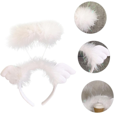 Coronita de Ingeras pentru Copii, Bentita cu Aura, Marime Universala, Alb [2]