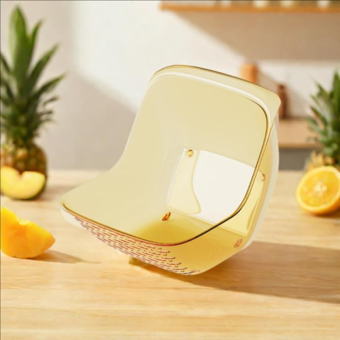 Cos de Spalat Legume/Fructe, cu Scurgere Apa, din PET, 15.5 x 18.6 x 16.2 cm, Galben [1]