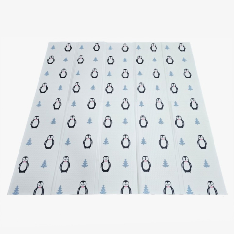 Covoras de Joaca pentru Copii Termic cu 2 Fete, Model Girafe si Pinguini, cu Spuma, Impermeabil, Antiderapant, 200cm x 180cm x 1cm [3]