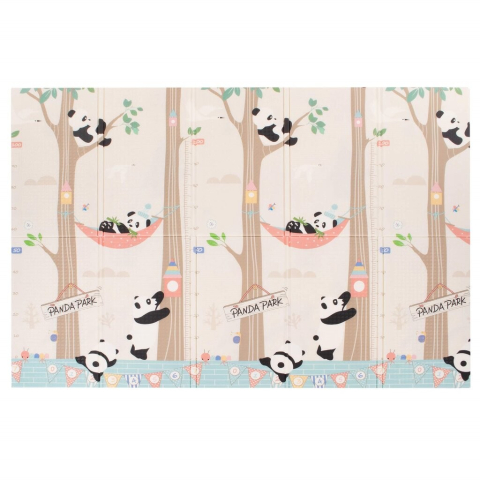 Covorase de joaca - Covoras pentru Copii, cu 2 Fete, Model Panda/Party, din XPE+PE, Impermeabil, Antiderapant, Protectie Termica, +3 Luni, Pliabil, 180 x 200 x 1 cm, Multicolor