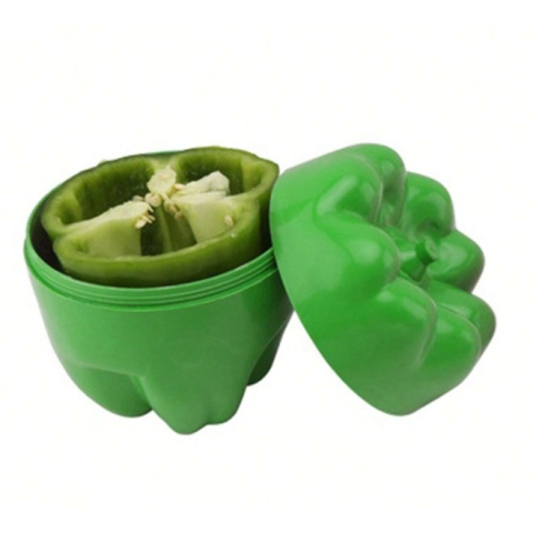 Organizatoare si Depozitare Bucatarie - Cutie Alimentara, Model Ardei, din Plastic, 9.8 x 9.8 x 10.7 cm, 350 ml, Verde