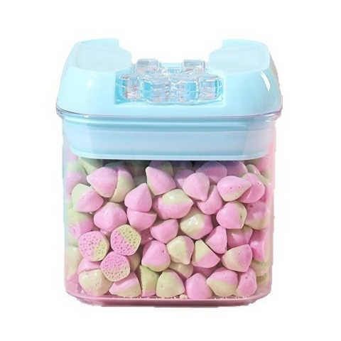 Organizatoare si Depozitare Bucatarie - Cutie de Depozitare Alimente, 0.5L, Capac Albastru, din PP+PET, Inchidere Ermetica, 10 x 10 x 10.5 cm, Transparent