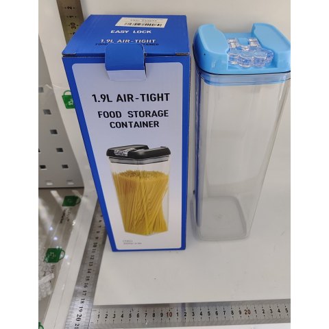 Cutie de Depozitare Alimente, 1.9L, Capac Albastru, din PP+PET, Inchidere Ermetica, 10 x 10 x 30.5 cm, Transparent [6]