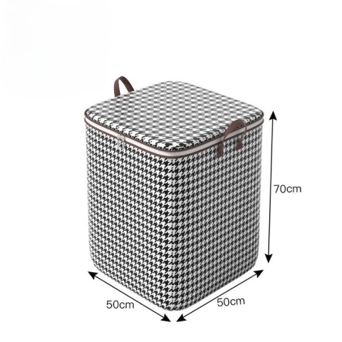 Cutie de Depozitare cu Fermoar, Pliabila, Maner Ranforsat, Fermoar Rezistent, pentru Haine, Paturi, Plapumi, Perne, Lenjerii de Pat, Jucarii, 50x50x70 cm, 180 Litri, in Carouri, Alb-Negru [1]