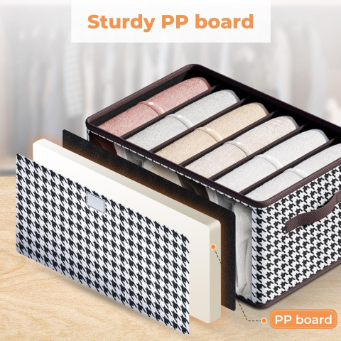 Cutie De Depozitare, Pentru Haine, Lenjerie, Sosete Si Sutiene, Material Textil, 9 Compartimente, 44x30x20 cm, Culoare Alb-Negru [11]