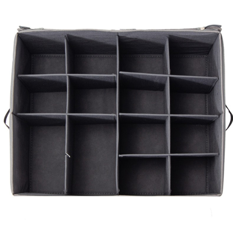 Cutie de Depozitare pentru Pantofi, 53x42x33 cm, cu Capac Transparent si Fermoar, din Panza Oxford, Pliabila, Gri [4]