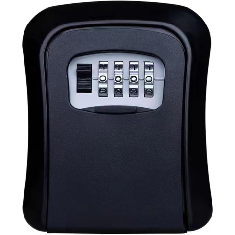 Casa si Bricolaj - Cutie pentru Chei cu Parola, din Aliaj de Aluminiu si Plastic, Cod din 4 Cifre, Impermeabila, Negru
