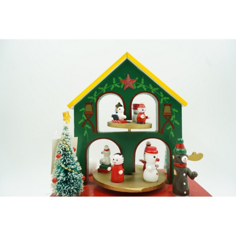 Cutiuta muzicala decorata, Casuta de Craciun, Multicolor, din Lemn, 17 cm x 20 cm, Interior, [6]
