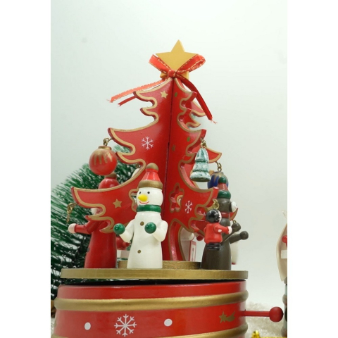 Cutiuta muzicala decorata de Craciun, Bradut, Rosu, din Lemn, 12 cm x 22 cm, Interior, [9]