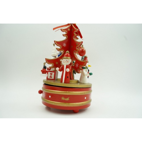 Cutiuta muzicala decorata de Craciun, Bradut, Rosu, din Lemn, 12 cm x 22 cm, Interior, [6]