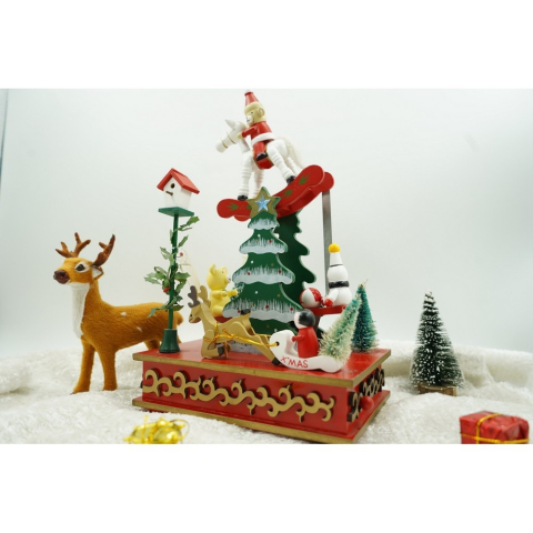 Cutiuta muzicala decorata de Craciun, Multicolor, din Lemn, 17 cm x 27.5 cm, Interior, [8]