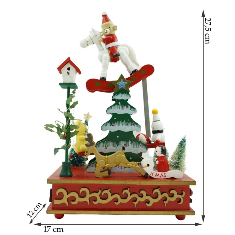 Cutiuta muzicala decorata de Craciun, Multicolor, din Lemn, 17 cm x 27.5 cm, Interior, [10]