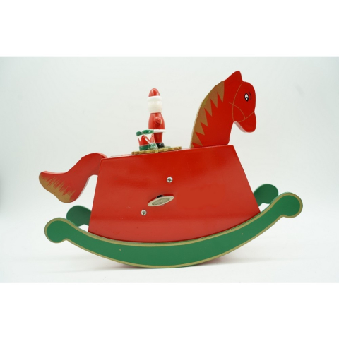 Cutiuta muzicala decorata de Craciun, Ponei, Rosu, din Lemn, 18 cm x 25 cm, Interior, [9]