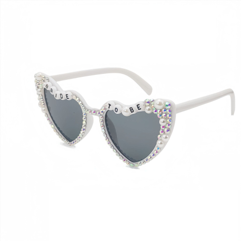 Ochelari Decorativi, Model Bride to Be, cu Perle si Diamante, pentru Nunta, din PC, 15.3 x 5.7 x 14.5 cm, Alb [2]