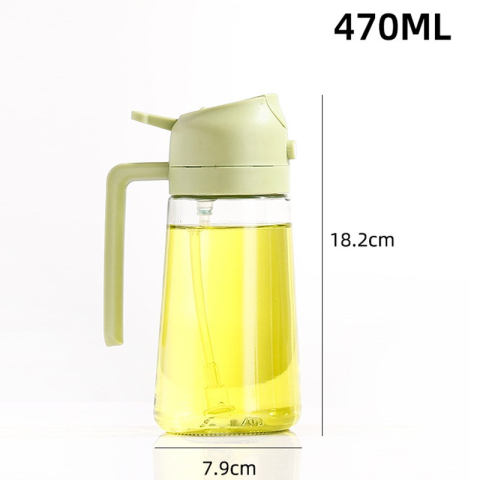 Recipient Ulei 2 in 1, Functie Spray &amp; Turnare, din Sticla, Fara Scurgere, 18.5 x 7.7 cm, 470 ml, Verde [1]
