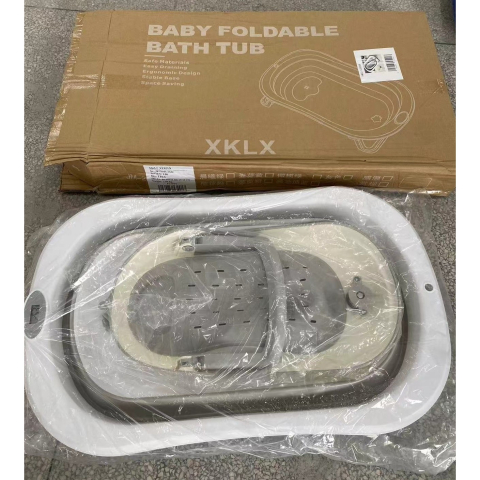 Cada de Baie Pliabila, cu Suport, Indicator de Temperatura, 0-8 Ani, din PP+TPR, 45 l Capacitate, 80 x 50 x 23 cm, Gri [5]