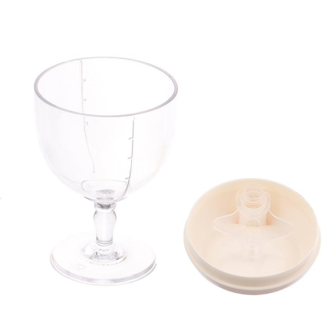 Pahar din Plastic Transparent cu Picior, pentru Copii, 14 x 7.7 cm, cu Cioc Antiscurgere, + 3 Ani, Fara Maner, Galben [1]