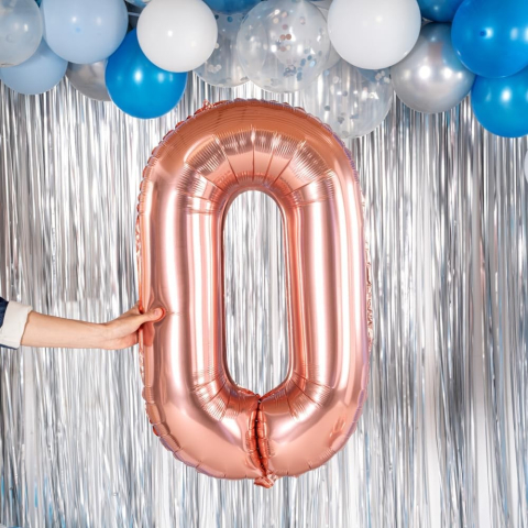 Balon Folie Metalizata Litera O, 100 cm, Umflati cu Heliu sau Aer, Ambalaj Individual, Pai inclus, Rose Gold [4]