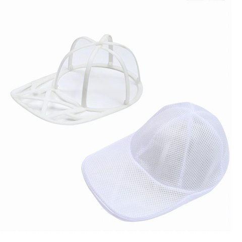 Uscatoare si Standere Haine - Husa de Spalare Sapca, pentru Masina de Spalat, din Poliester, Circumferinta 53 cm, cu Fermoar, cu Suport Sapca, Alb