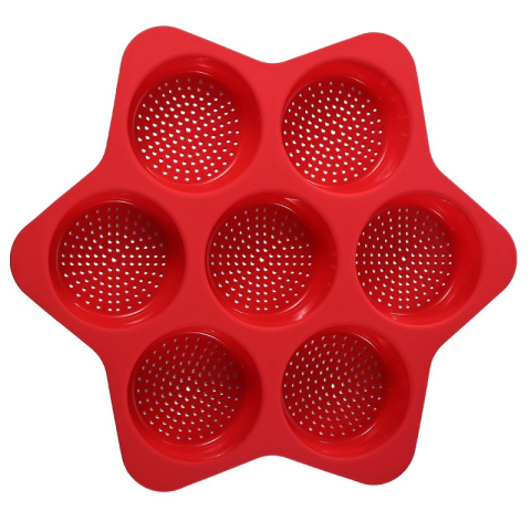 Articole pentru Bucatarie - Forme de Silicon pentru Copt, 7 Forme Rotiunde, pentru Burgeri si Prajituri, 38.5 x 4 cm, Rosu