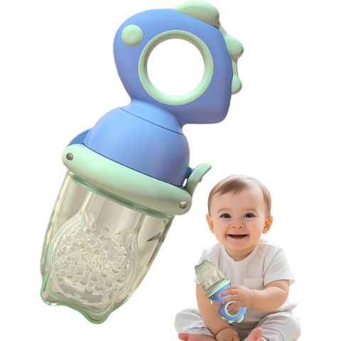 Suzeta pentru Fructe, pentru Bebelusi, din Silicon Alimentar, +4 Luni, 2 mm Grosime Gauri Tetina, 12.4 x 5.1 x 4.7 cm, Albastru [1]