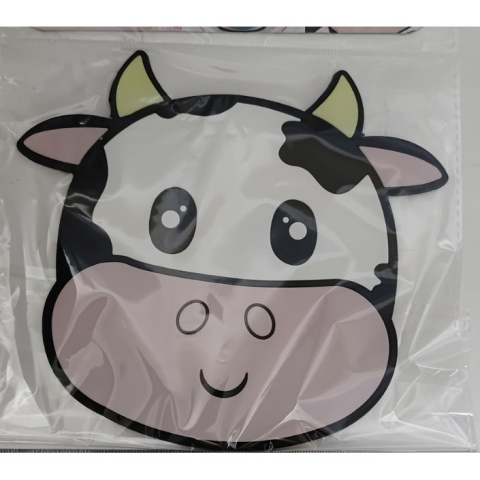 Suport pentru Pahar, Model Vacuta, din PVC, 15.5 x 15.5 cm, Rezistent la Caldura, Alb/Roz [1]